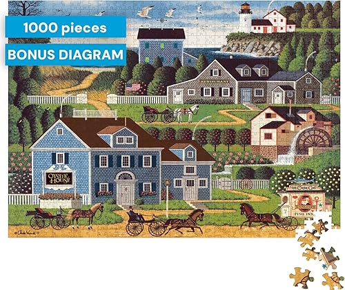 Vista 110 de Buffalo Games - Charles Wysocki - Witch's Bay - Rompecabezas de 1000 piezas para adultos - Rompecabezas desafiante perfecto para noches de juego