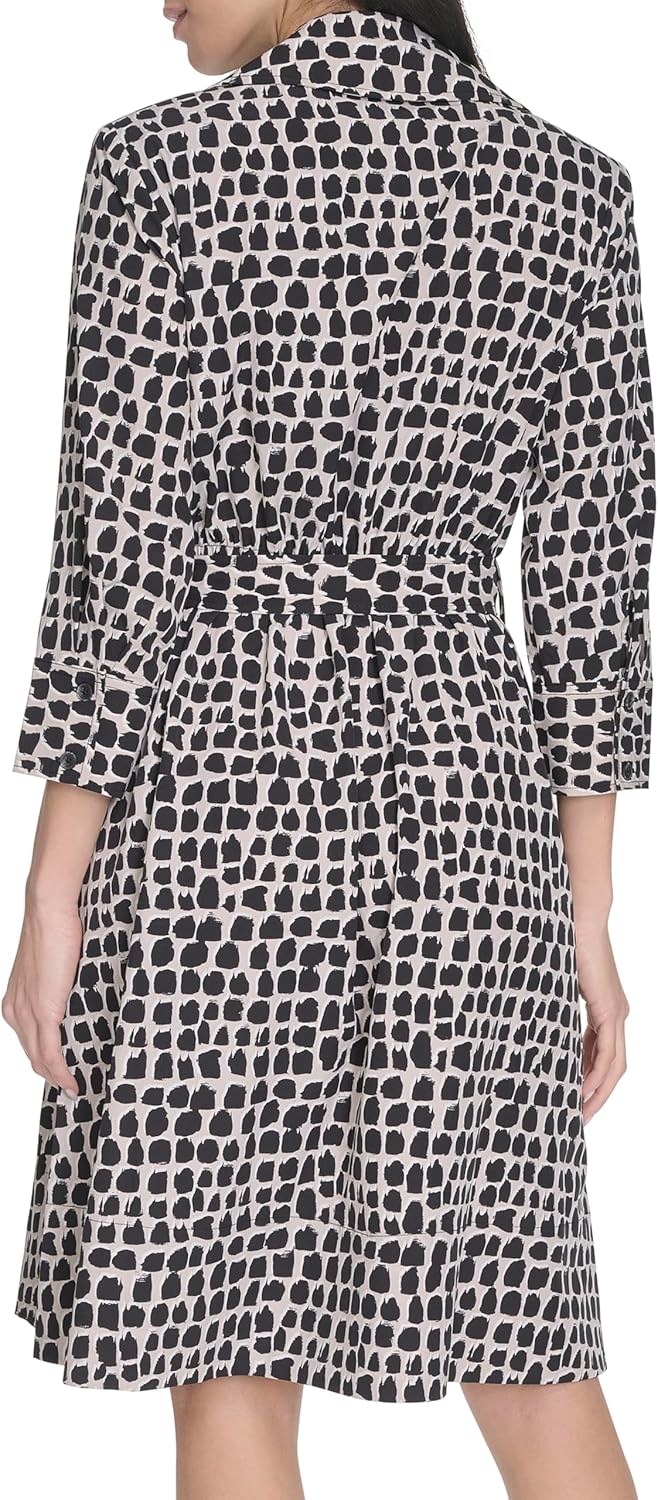 Calvin Klein Women's 3/4 Sleeve Collared Tie Waist Mini Shirtdress - Image 4