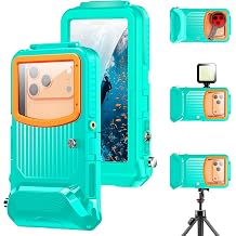 Underwater Case for Samsung Galaxy S26/S25/S24/S23/S22/Ultra/Plus Moto, [50FT] Waterproof Housing Snorkeling Scuba Diving, Fit Universal Phone 5.4-6.9 Right Side Volume Key, Teal