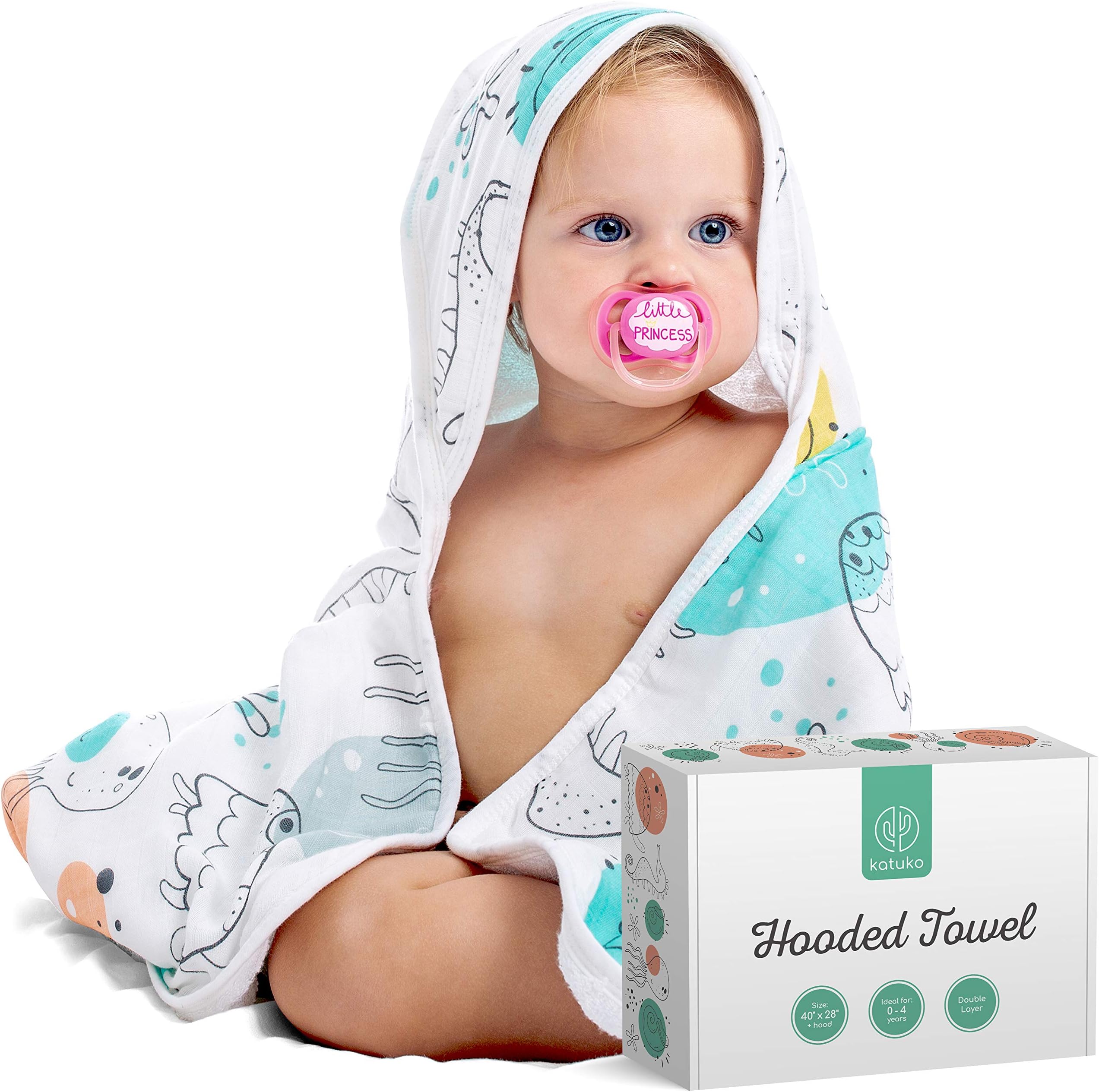 Bamboo Baby Hooded Towel for Infants, Toddlers and Kids, Large Bath Towel, Super Soft, Absorbent & Breathable, Double Layer, Perfect Baby Shower Gift for Girls & Boys