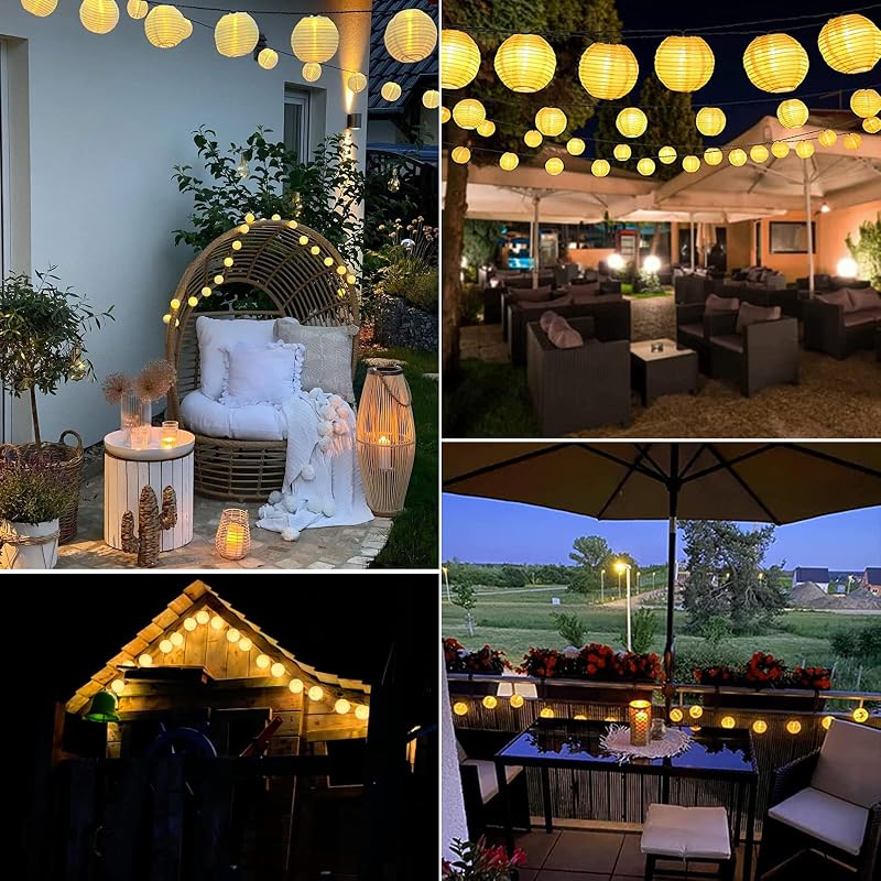 Auting Napelemes Tündérfény Lámpiók 6m 20 LED Meleg Fehér 8 Mód Kültéri - Warm White Plug Fairy Lights Lanterns, Warm White
