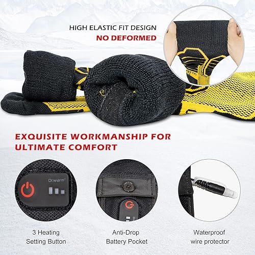 Miniatura 3 de Dr.Warm Calcetines térmicos inalámbricos, control remoto, 2600 mAh, 7.4 V, batería recargable, calcetines térmicos de esquí para el frío invierno,