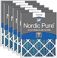 NordicPure 16x25x1 MERV 7 Pleated Furnace Air Filters 6-Pack | Actual 15.5x24.5x0.75 Made in USA