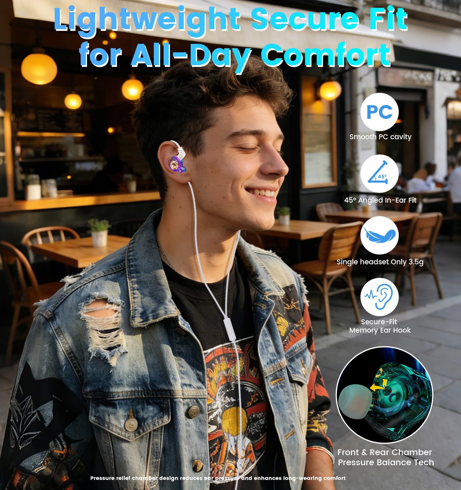 Auriculares para juegos con cable con micrófono, controlador dinámico de 11 mm, monitores intraurales, interruptor de afinación ajustable de 3 vías, cable desmontable, auriculares IEM, auriculares con