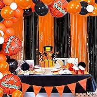 Vista 8 de KatchOn, Cortina de flecos de papel de aluminio negro y naranja, extra grande de 3.2 x 8 pies, paquete de 2 Serpentinas naranjas y negras