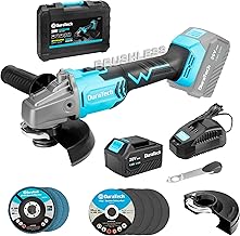 DURATECH Brushless 20V Battery Angle Grinder with 5 Cutting Discs & 3 Flap Disc Ø125 mm, 8500 rpm, 4.0Ah Battery, Suitable for Grinding/Polishing/Cutting
