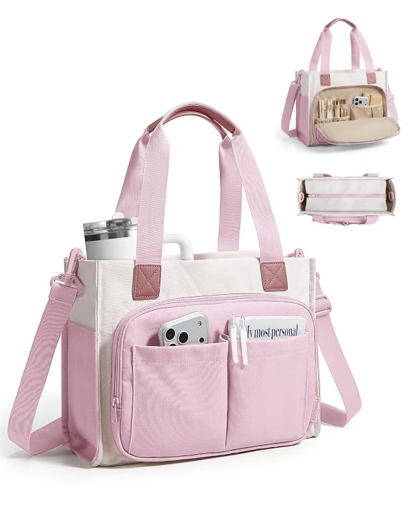 BAGSMART Canvas Tote Bag for Women, 13'' Laptop Work Tote Bag with Zipper by BAGSMART - Used condition - US$17.40