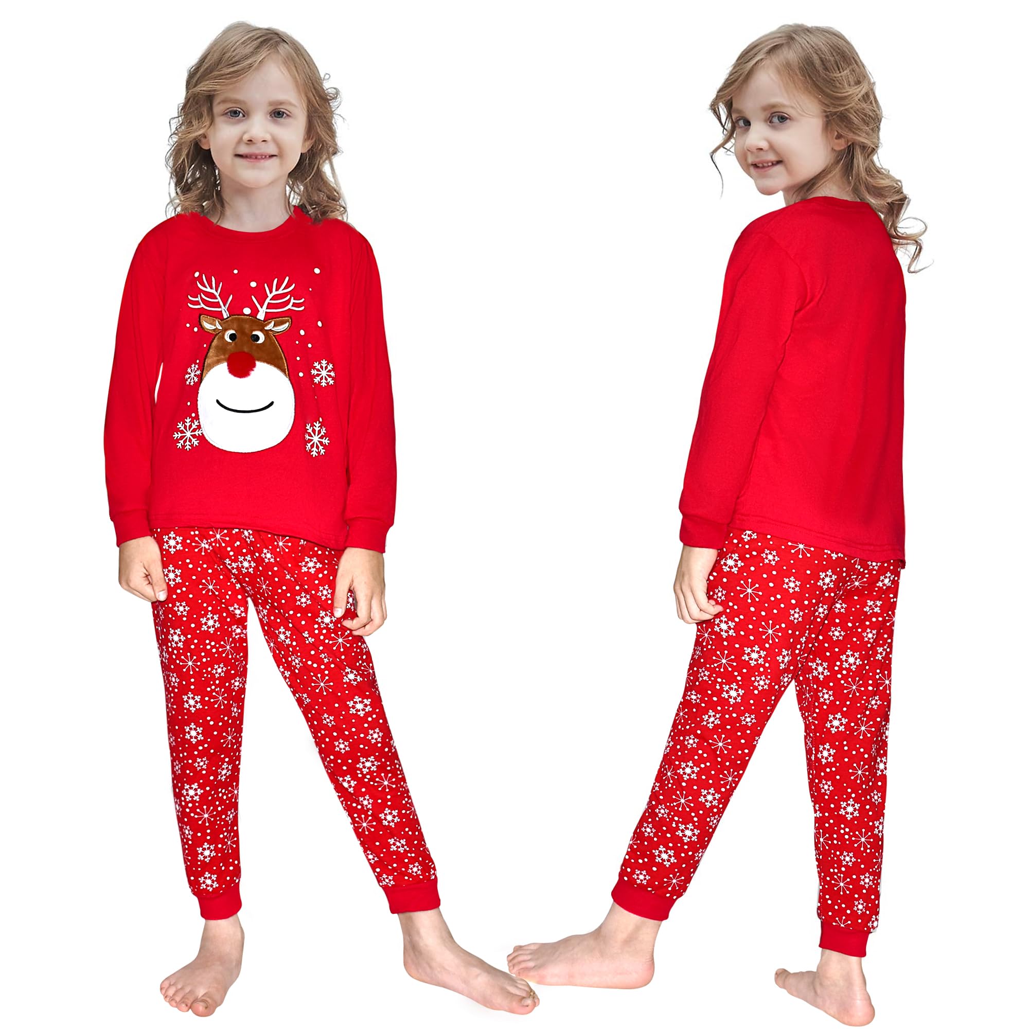 HYCLES Christmas Pajamas Set for Kids Boys Girls Holiday Long Sleeve Sleepwear Santa Pajamas Sets for 2-12T Toddler Pjs
