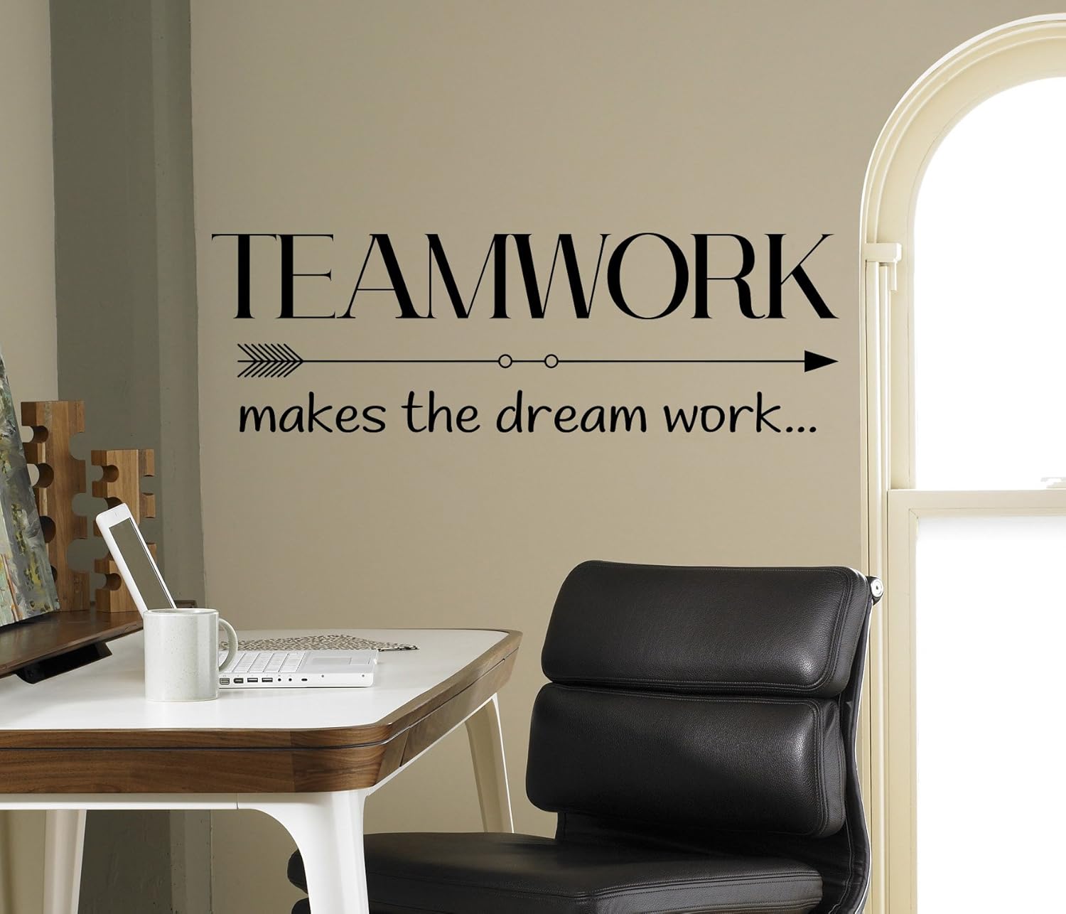 Teamwork Make The Dream Work Wall Decal Motivational Vinyl Sticker Inspirational Quotes Interior Art 14(nwg)