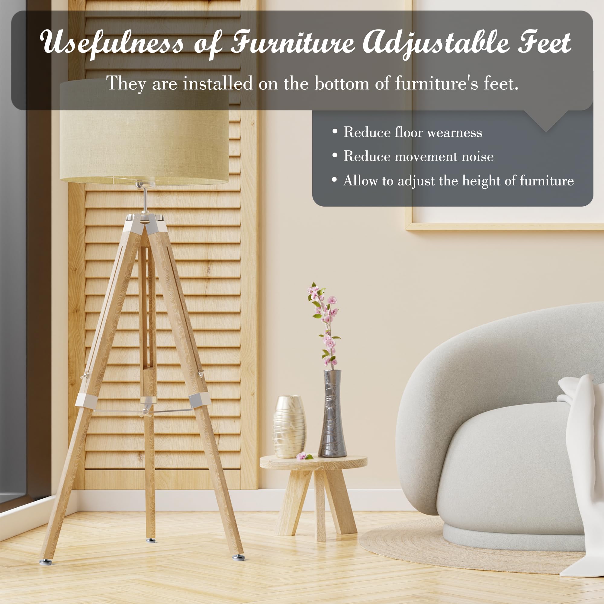 SPDYCESS 8 Piedini Regolabili Per Mobili M6 X 28mm - Con Dadi A T, Base Rotonda, Per Letti, Scrivanie, Armadi - Foto 2