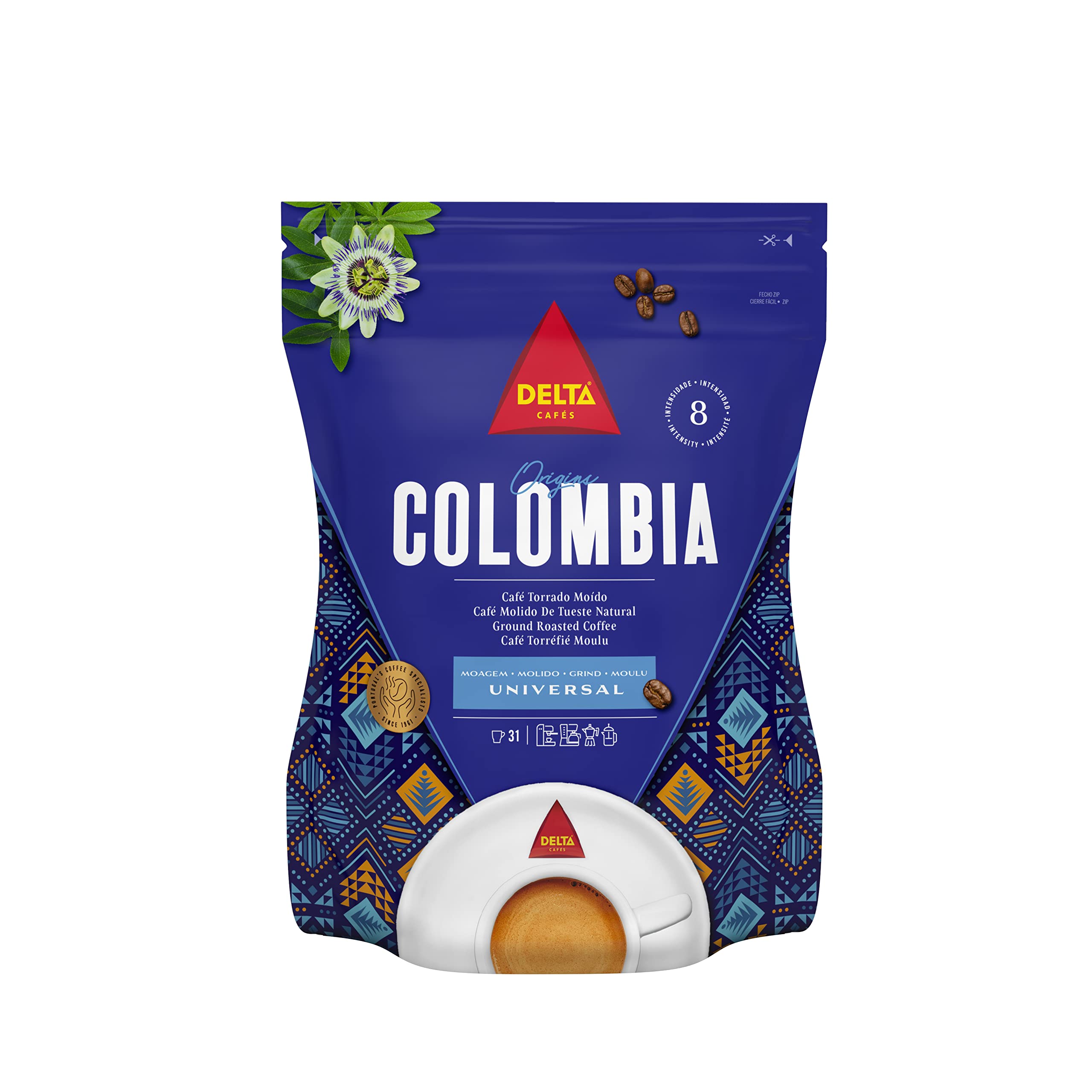 Delta Cafés Bio Origen Colombia - Café Molido Certificado - Notas Suaves y Aterciopeladas con Leves Matices Cítricos - Molido Natural- 220 g