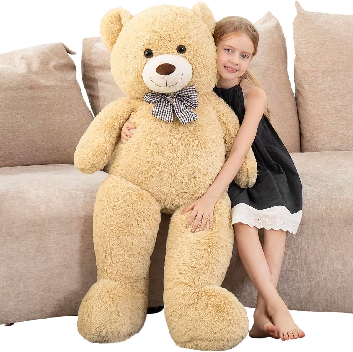 MorisMos Giant Teddy Bear 4 Feet, Cute Big Huge Bear Stuffed Animal 47inch, Classic Teddy Bear Plush Gift for Baby Shower Decorations, Party,Birthday,Valentines Day, Brown | Large Teddy Bear Big Stuffed Animal, Classic Huge Teddy Bear Plush for Baby Shower Decorations, Birthday,Valentines Day