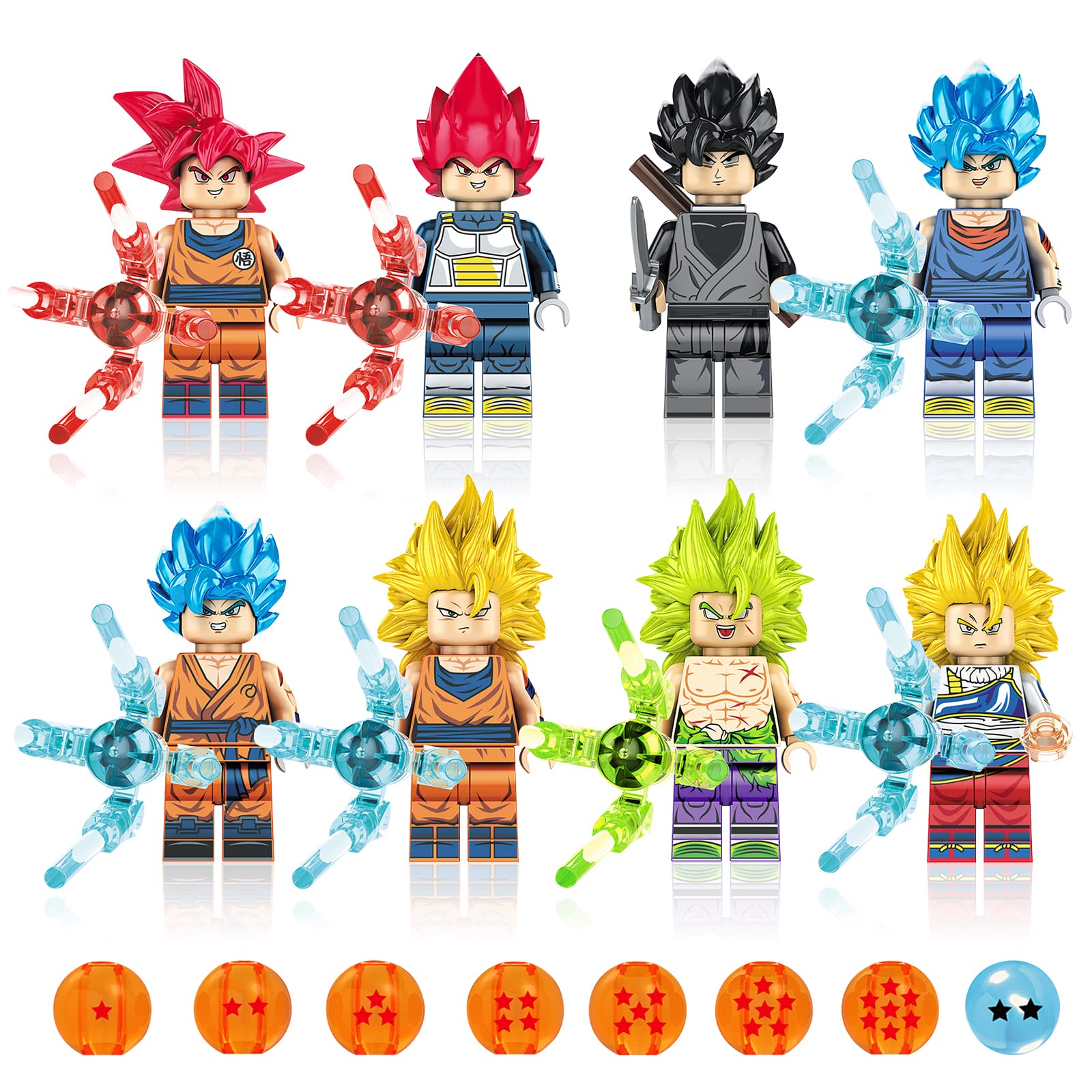 8Pcs Mini Anime Figures Building Blocks Toy, Splicing Cartoon Action Figure Toys, Collectible Doll for Adults Kids Birthday Gifts Christmas Party Favors
