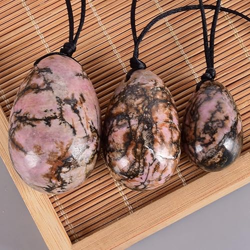 Miniatura 6 de Juego de huevos de jade para taladro de rodonita natural huevo de yoni bola de masaje de cuarzo mineral para mujer 1575 x 0984in