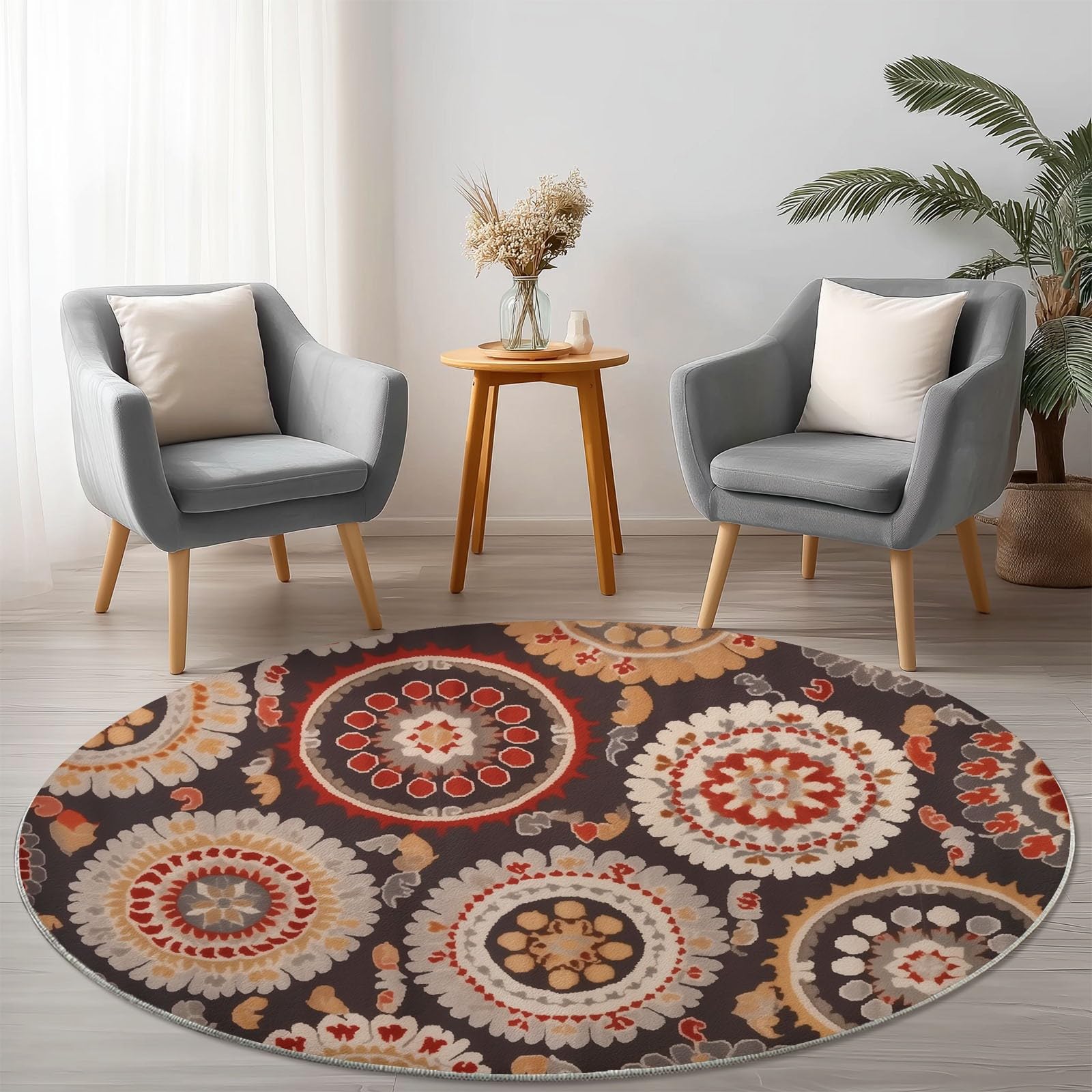 Tapis rond salon 120cm lavable pour protéger et décorer votre pièce
