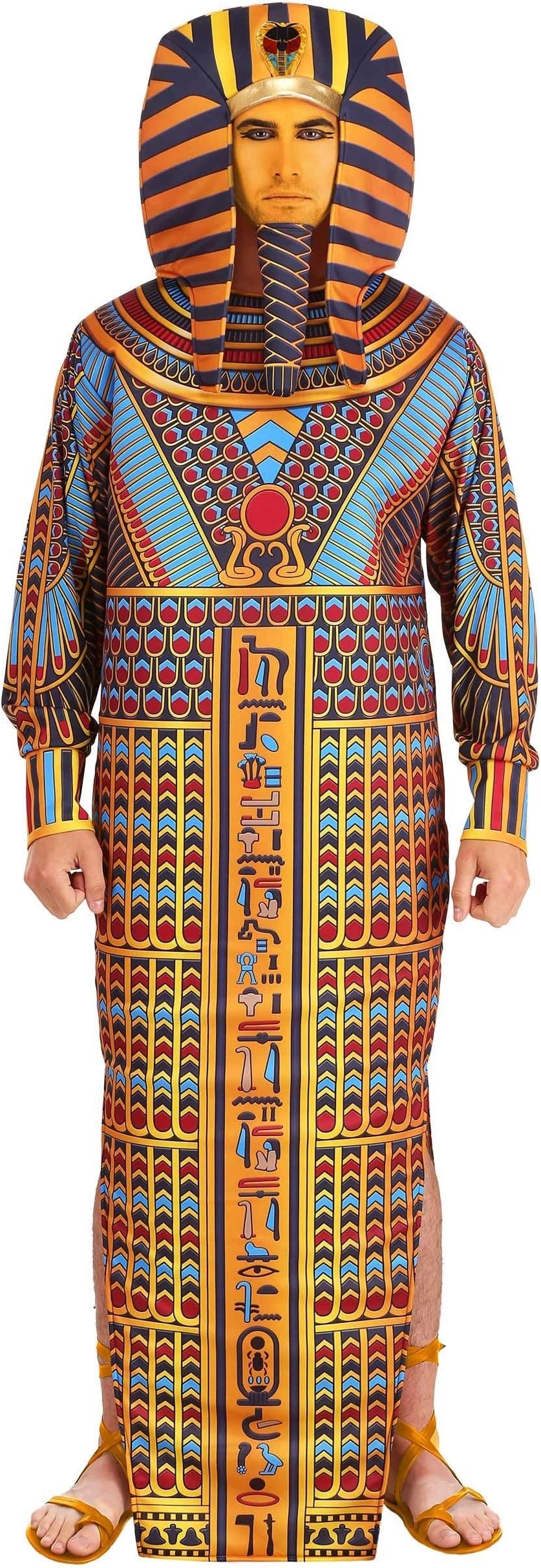 Adult King Tut Sarcophagus Egyptian Pharaoh Costume Men's King of Egypt Costume Standard
