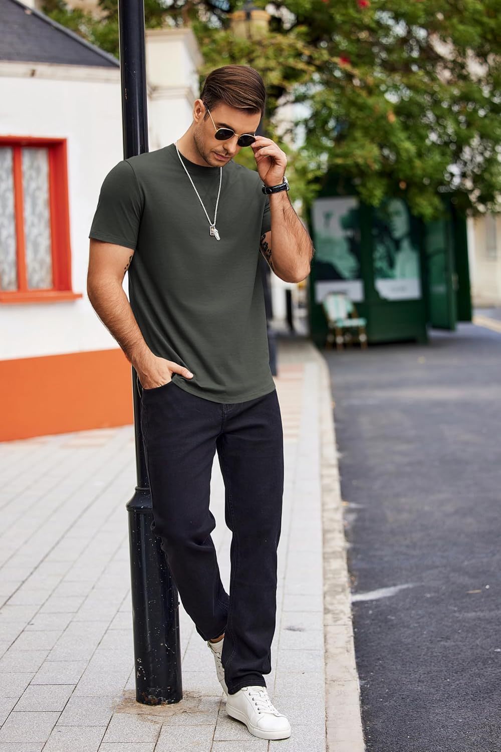 COOFANDY Mens T Shirts Casual Short Sleeve Cotton Tee Shirts Hipster Hip Hop Longline T-Shirt Basic Summer Tops - Image 4