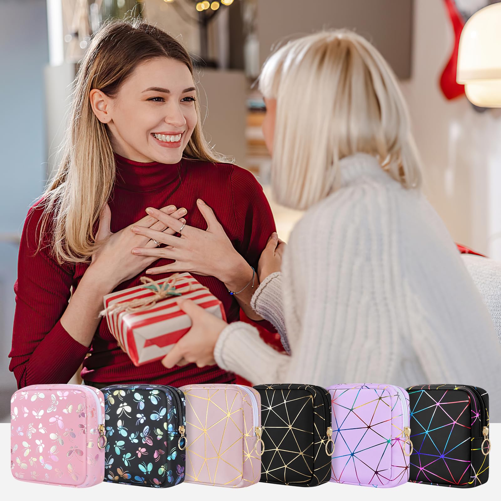 Likesing Tampon etui na chusteczki higieniczne 2 sztuki PU skóra nieprzemakalny czarny fioletowy