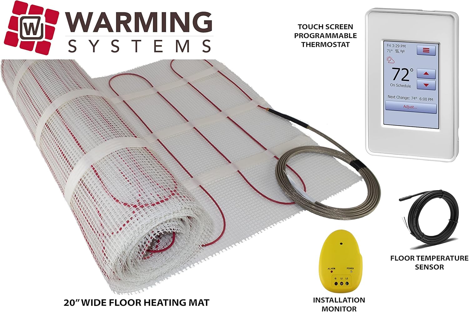 🛒 Crаzу Dеаlѕ 35 Sqft Warming Systems 120 V Electric Tile Radiant Floor Heating Mat with Touch Screen Programmable Thermostat, Includes Installation Monitor and Floor Temperature Sensor