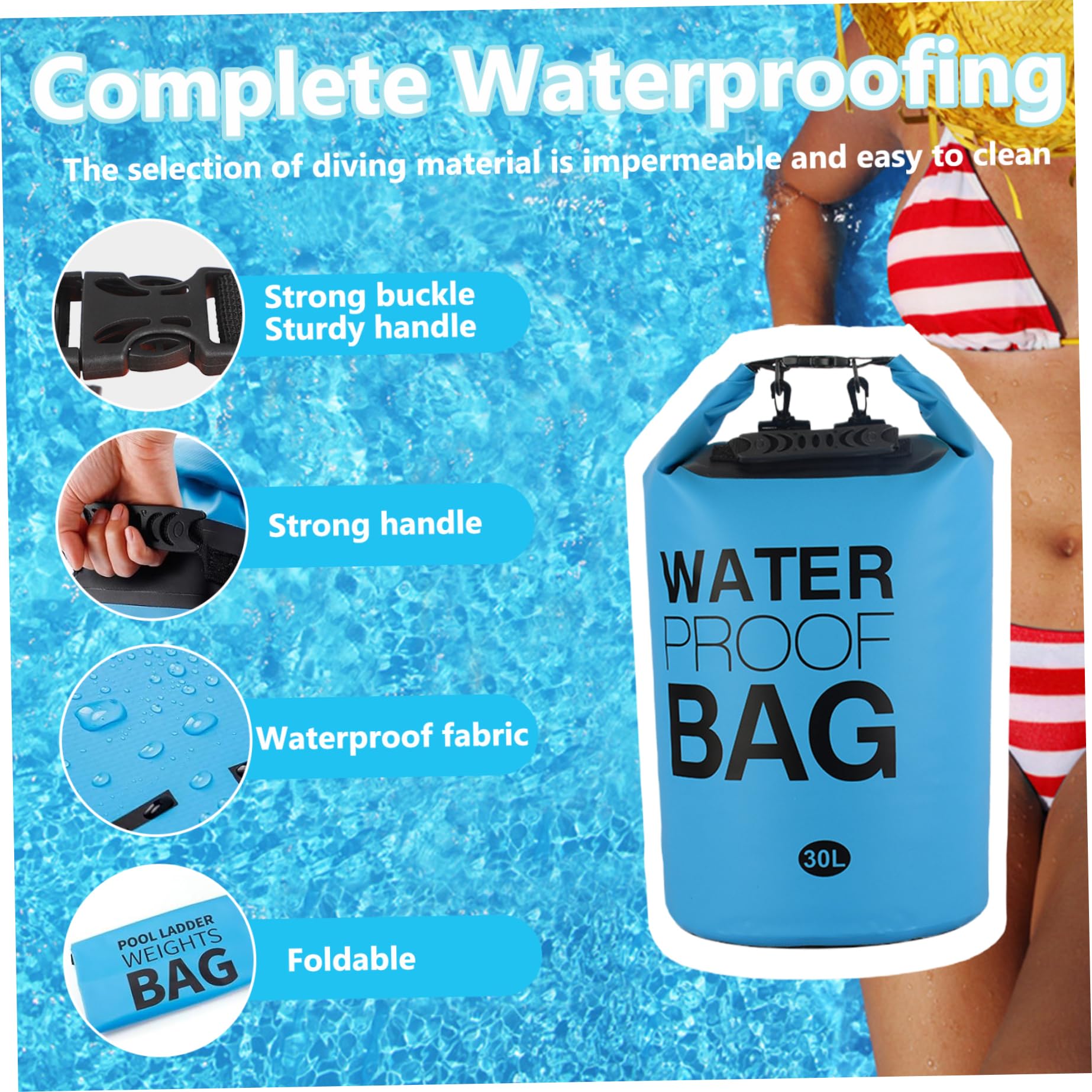 Poids d'échelle de Piscine 2 pièces 30L Poids de Marche de Piscine Sacs de Sable de Piscine en PVC 500D imperméables remplissables Poids de Piscine Hors Sol/creusée Polyvalents