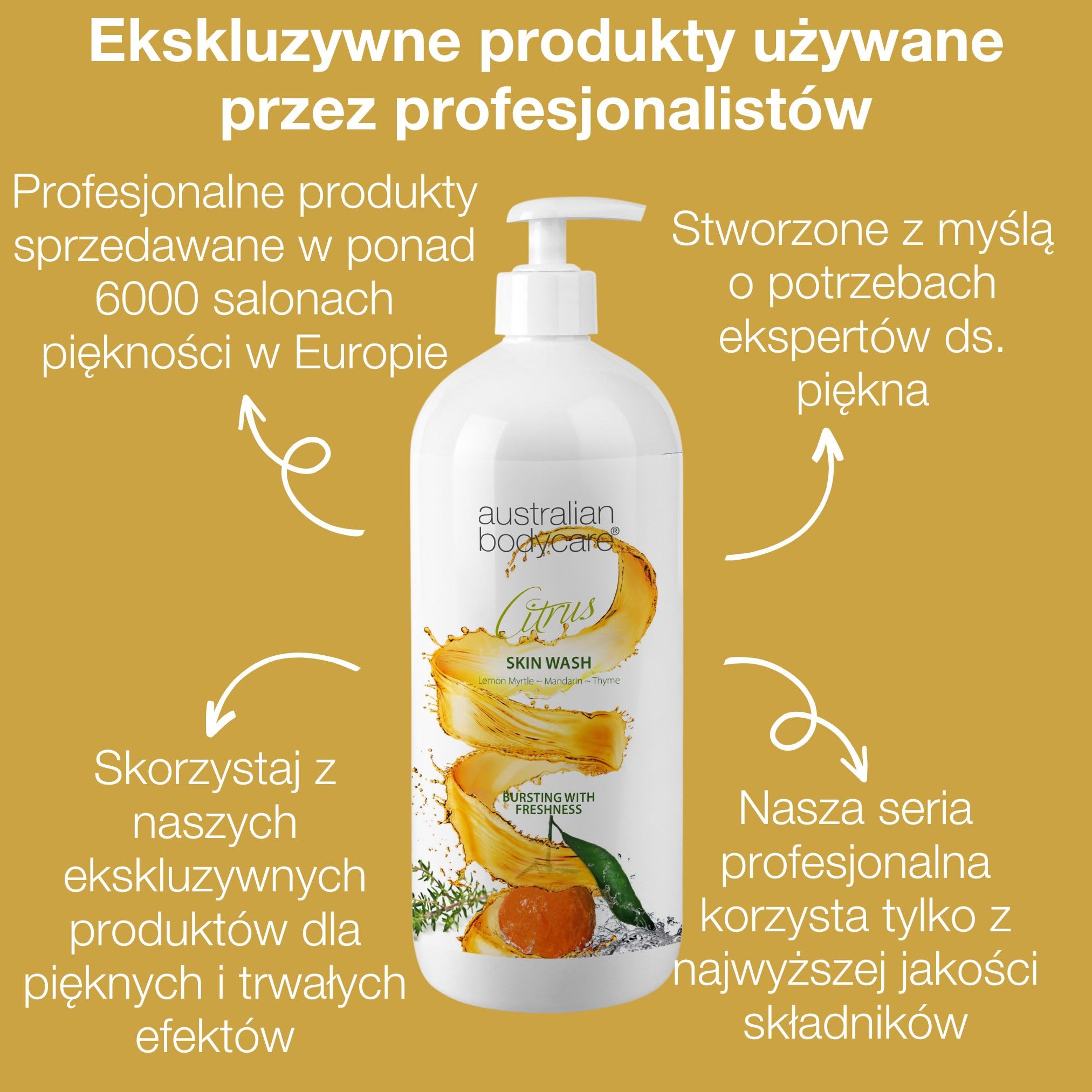 Skin Wash Professional 1000 ml | olejek z drzewa herbacianego + cytrusowy żel do mycia ciała | Łagodzi plamy i pryszcze, trądzik, zapach ciała i śmierdzące stopy | Skuteczny po goleniu i woskowaniu