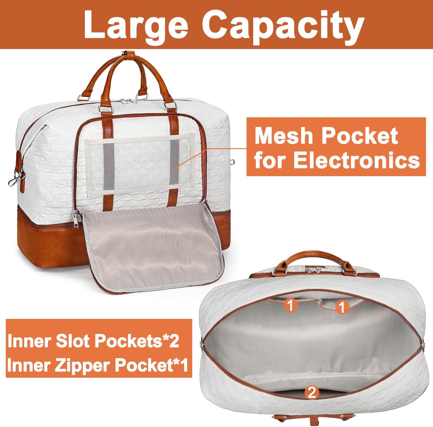 Travel Weekender Bag for Women, 21" Overnight Bag with Shoe Compartment 50L Large Travel Duffel Bag Carry On Tote for Weekend, Overnight, Business Trips, Water Resistant - Image 4