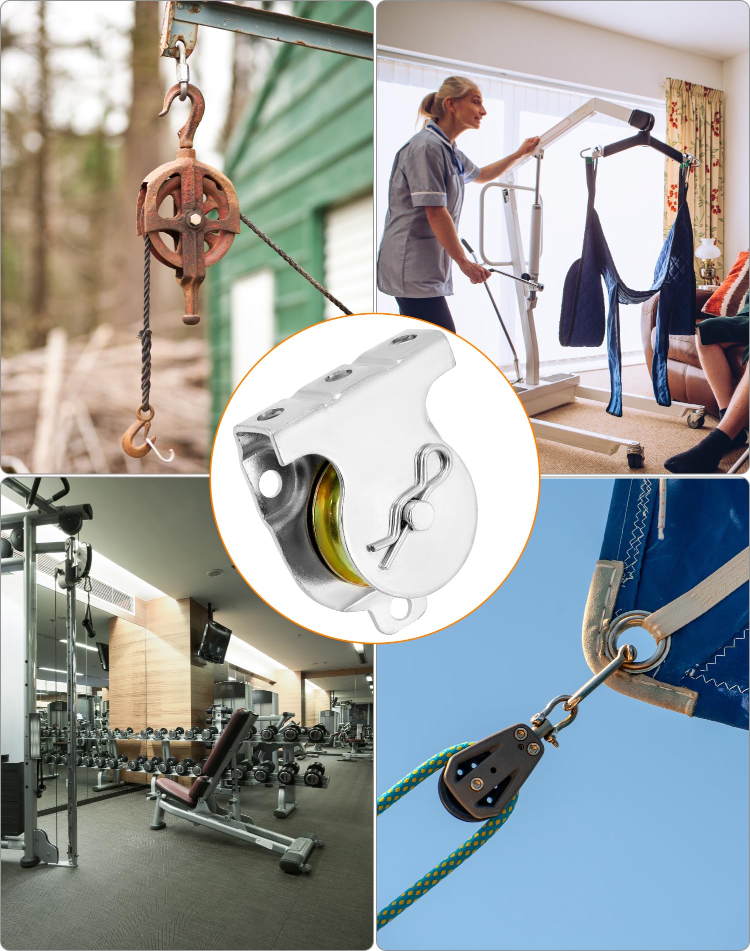 3/8 Rope Wall Pulley QWORK Wall Mount Pulleys, 12 Pcs 1-1/2\
