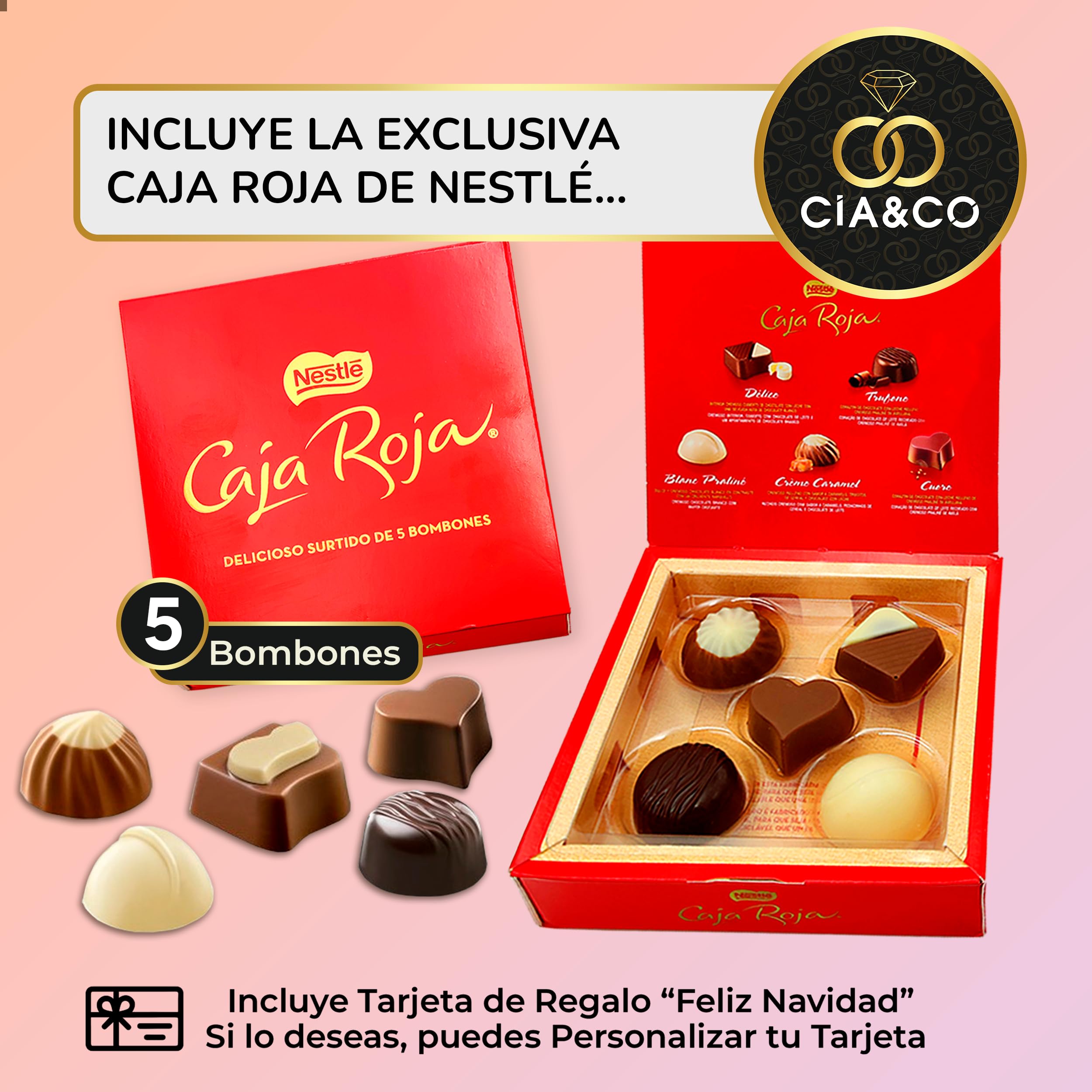 Lote Corazón: Regalo Dulce San Valentín – Lote de Chocolates y Bombones Variados con Caja Roja de Bombones · Ferrero Rocher, Kinder Bueno, Toblerone · Envoltorio Regalo + Tarjeta Personalizable
