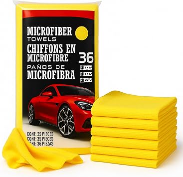 Senshi Japan Microfiber Towels Compatible With Kirkland Cleaning Cloths, Polishing, Buffing, 40.6cm x 40.6cm Ultra Plush Yellow 9 Pieces