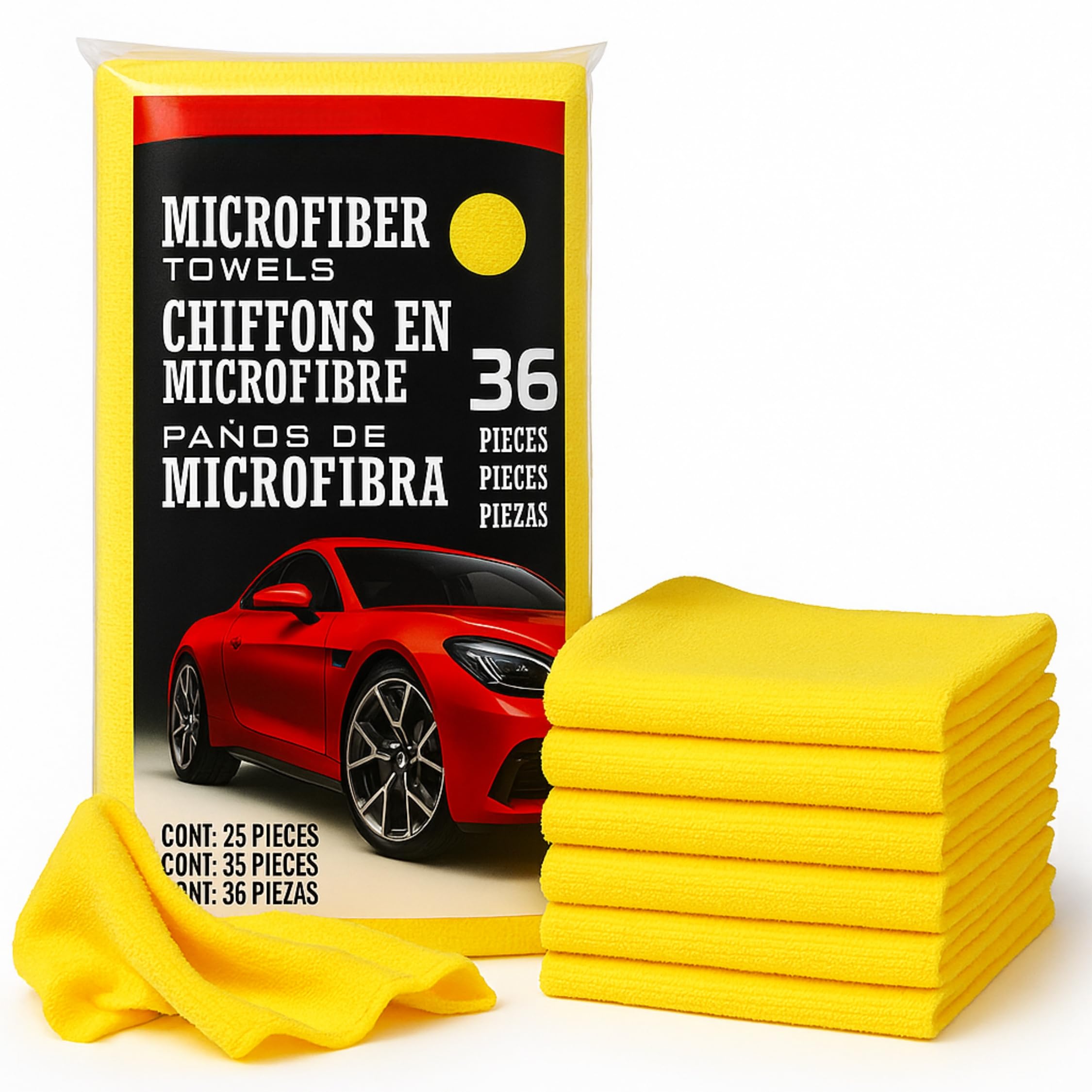 Senshi Japan Microfiber Towels Compatible With Kirkland Cleaning Cloths, Polishing, Buffing, 40.6cm x 40.6cm Ultra Plush Yellow (18 Pieces)
