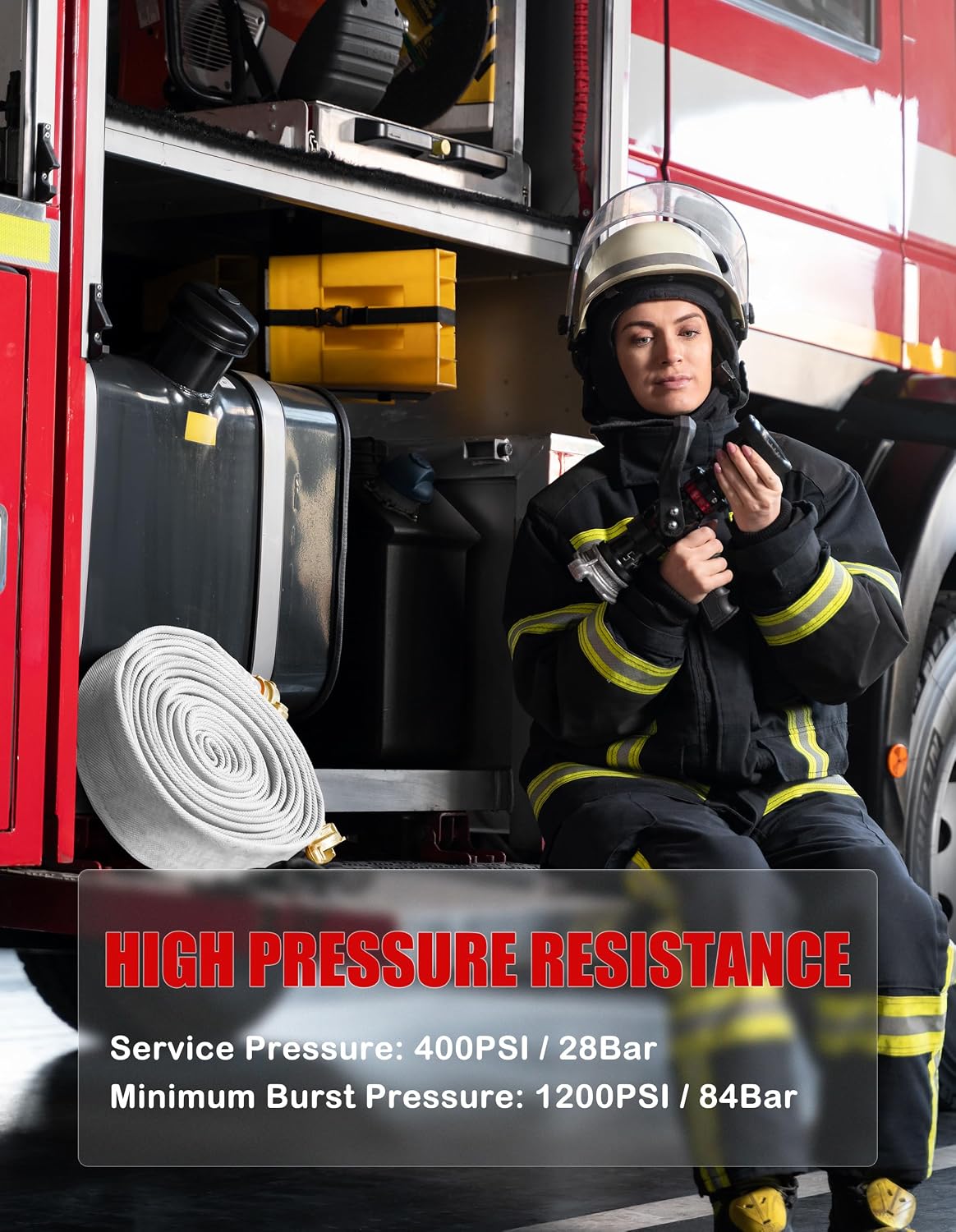 ZYfire Fire Hose – 2" ID x 50 FT Double Jacket TPU Firefighter Hose with M x F NPSH Brass Couplings 1200 PSI Burst Pressure Lightweight for Firefighting & Residential Use