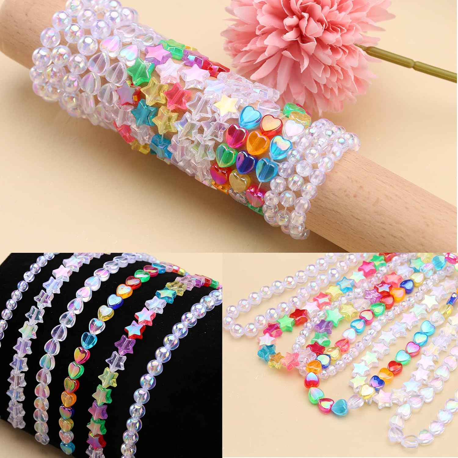 2000Pcs Round UV Acrylic Beads Ab Clear Round Beads Colorful Laser Bubble Bead Colorful Ball Bead for DIY Jewelry Craft Making Necklace Bracelet Earrings Key Chains(round0.6) - Image 5