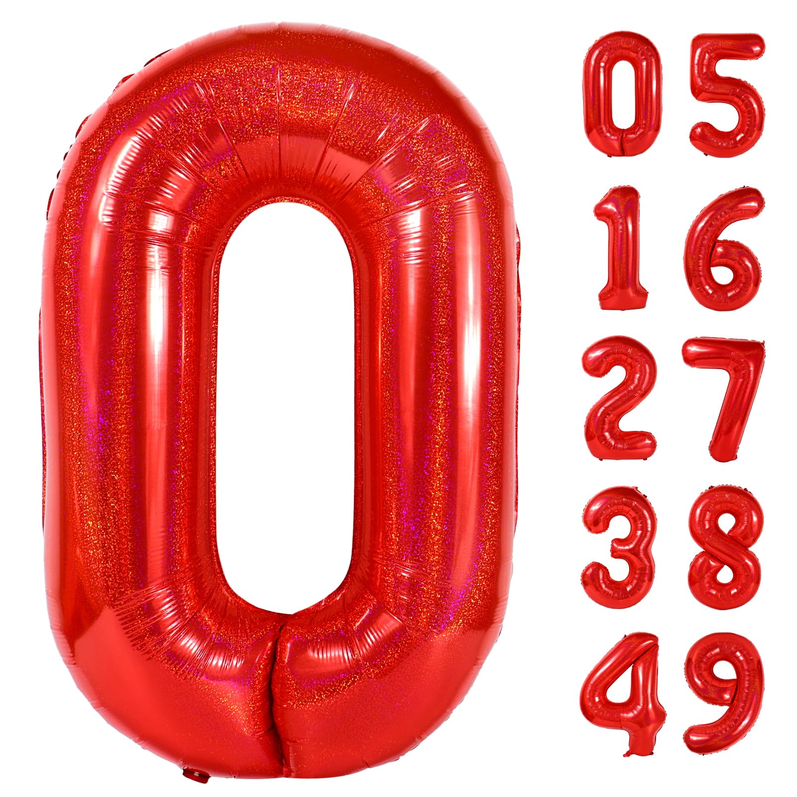 Laser Red 0 Balloon - Number Balloon 40 Inch, 0th Hot Pink Decorations