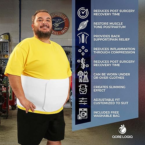 Miniatura 5 de Qore Logiq - Faja abdominal postoperatoria talla extra grande para hombres y mujeres más grandes banda posparto para el vientre prenda de compresión