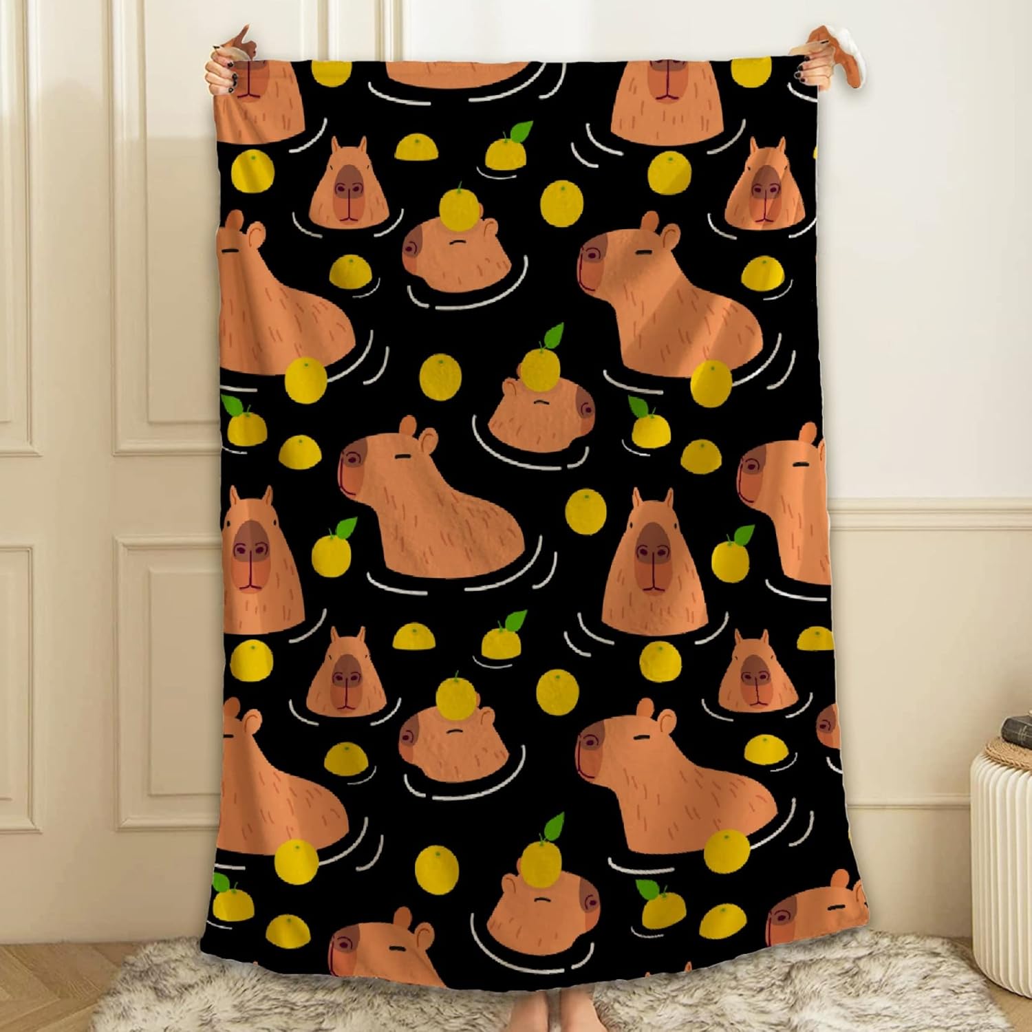 Capybara Throw Blanket Fannel Fleece Super Soft Funny Blanket Travel Throw Blanket for Bed Couch Sofa 40 x 50 Inch for Kid