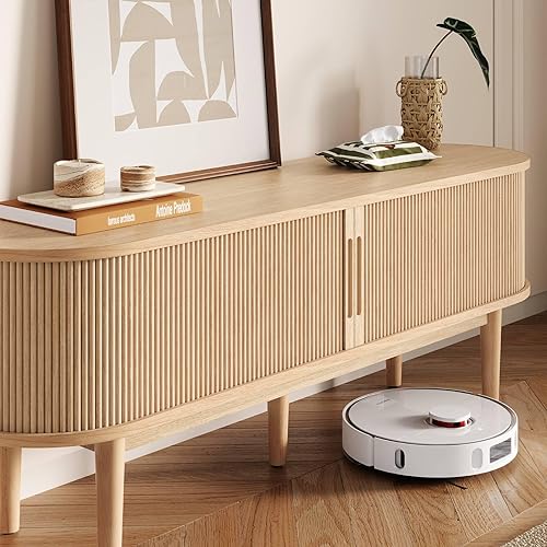 Miniatura 6 de LINSY HOME Soporte de TV para TV de 65 pulgadas, moderno centro de entretenimiento de 58 pulgadas de mediados de siglo con puerta corredera de