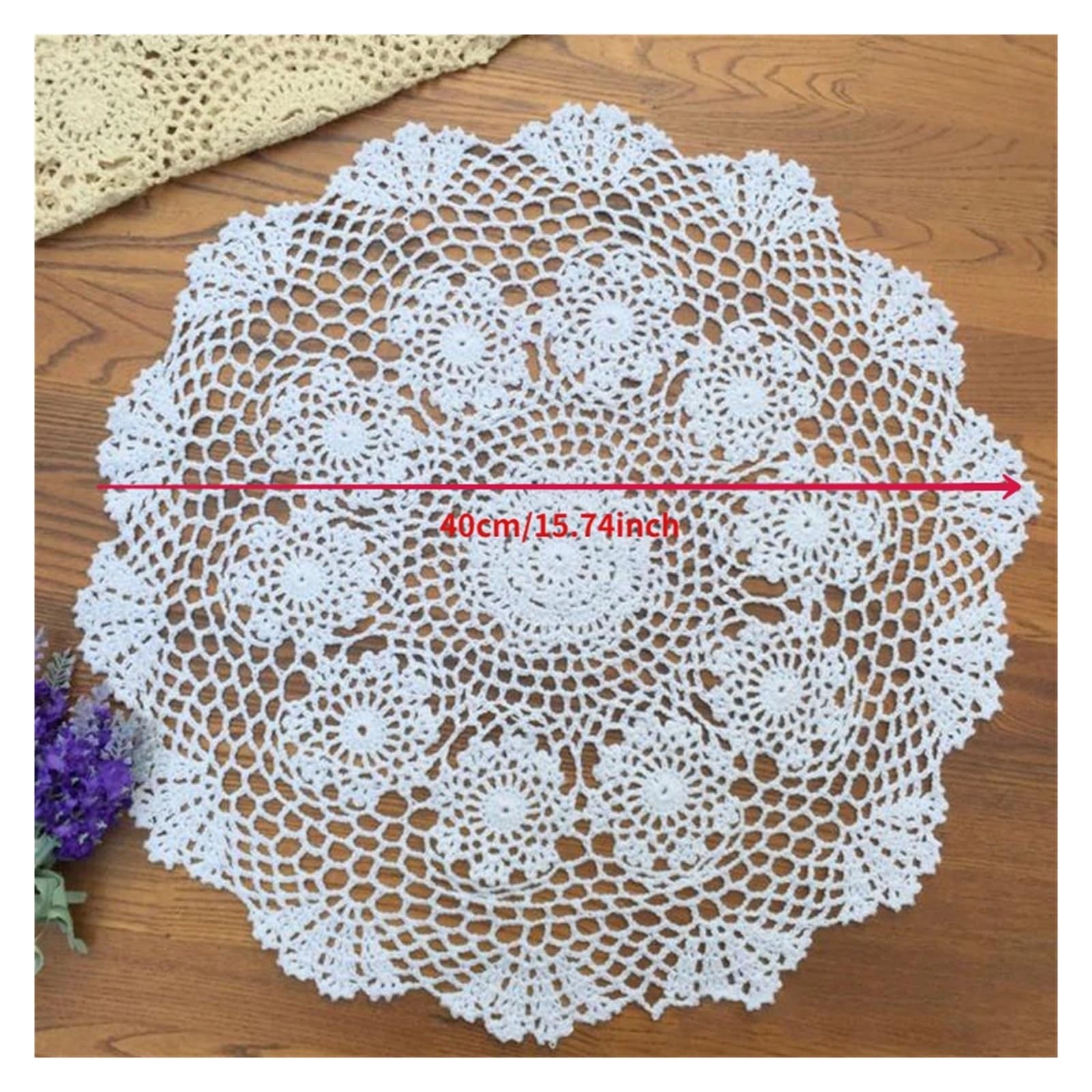 Posavasos de Encaje algodón | Posavasos blancos, beige de encaje de algodón de 40-50 cm for mesa(40cm-white)