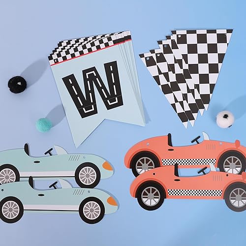Vista 7 de Two Fast Banner - Dos decoraciones de cumpleaños rápidas, decoraciones de segundo cumpleaños de carreras, bandera de fiesta de coche de carreras