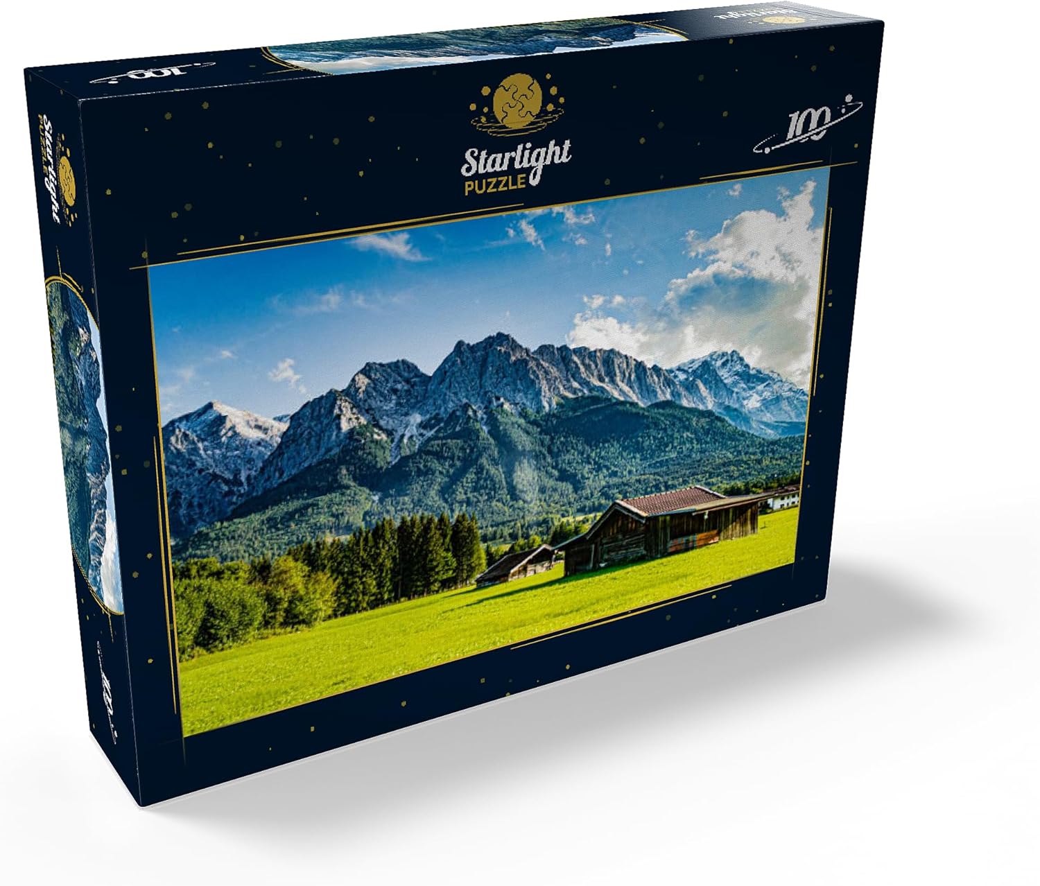 MyPuzzle The Zugspitze, Seen from Grainau/Garmisch-Partenkirchen, On A Sunny Summer Day - Premium 100 Piece Jigsaw Puzzle for Adults