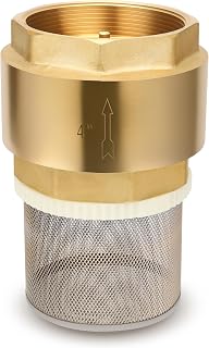 Foot Valve with Filter 4" NPT, Brass Bottom Valve, Non Return Spring Vertical Check Valve to Filter Impurities, Prevent Backflow of Media for Water Pump, Irrigation, Industrial Piping System DN100