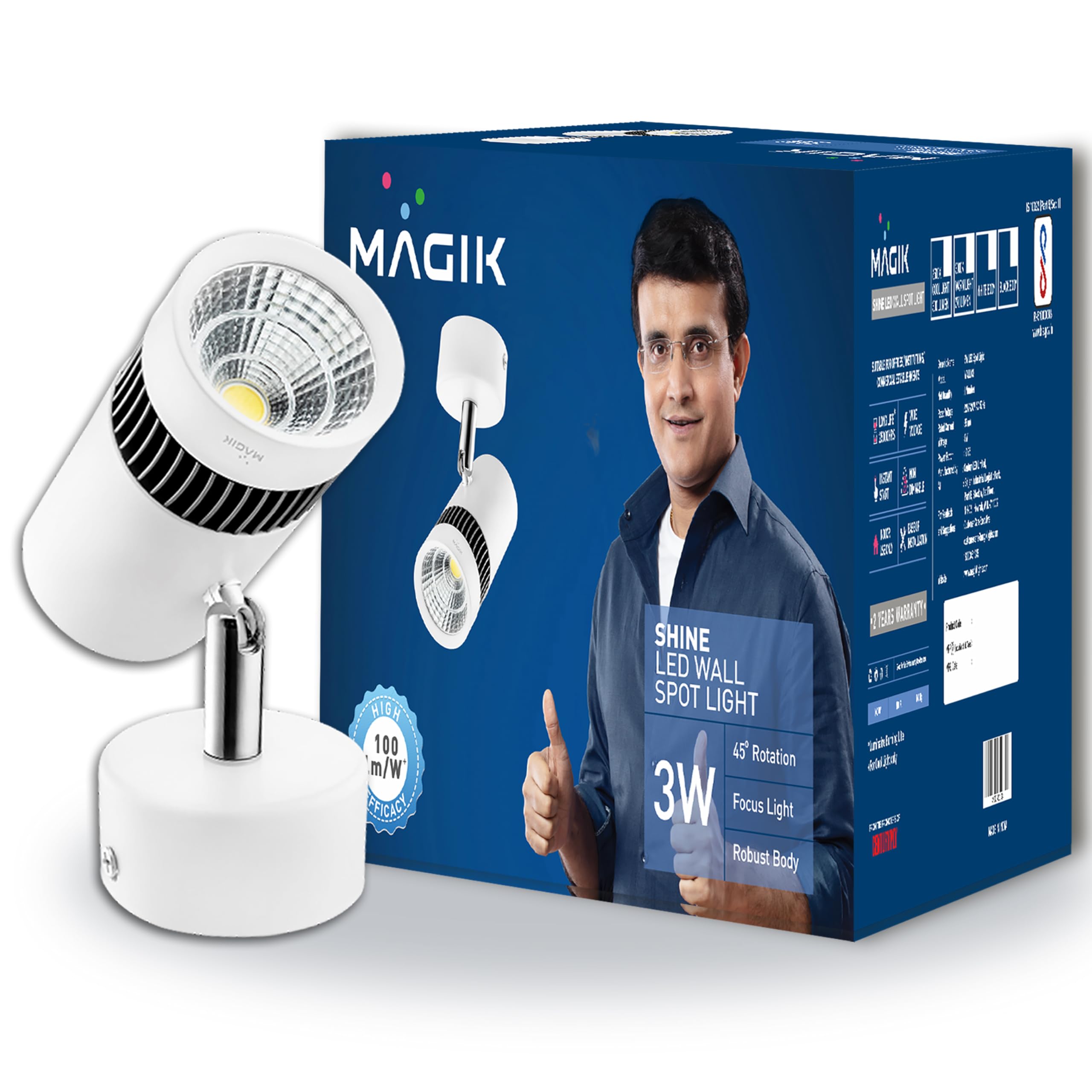 MAGIK Shine 3W LED Wall Spot Light | Cool White | Adjustable Focus