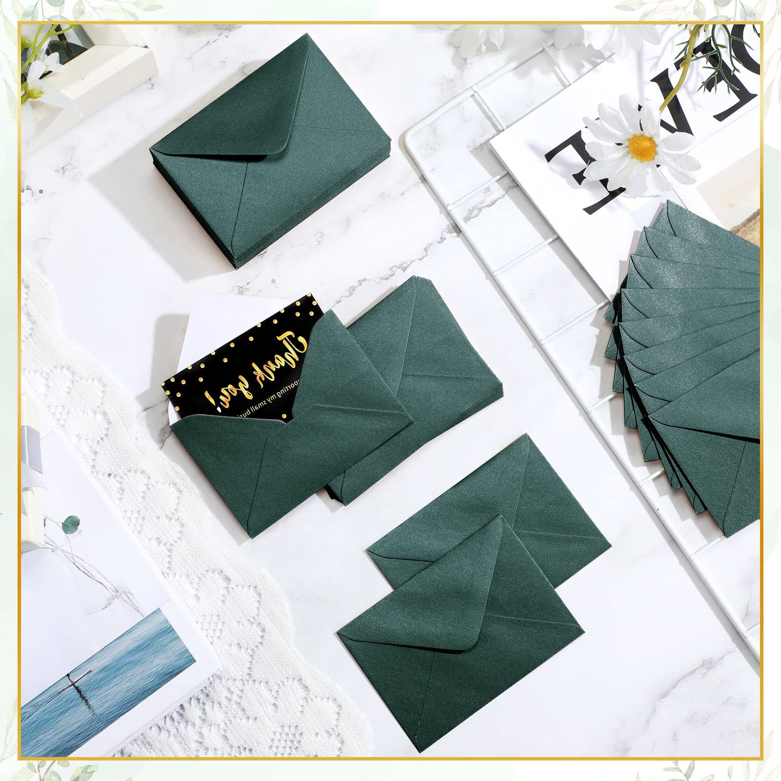 50 Mini Enveloppes Vierges Vintage - 11x11cm - Papier Résistant - Pour Cartes, Invitations, Petits Cadeaux, Bricolage DIY