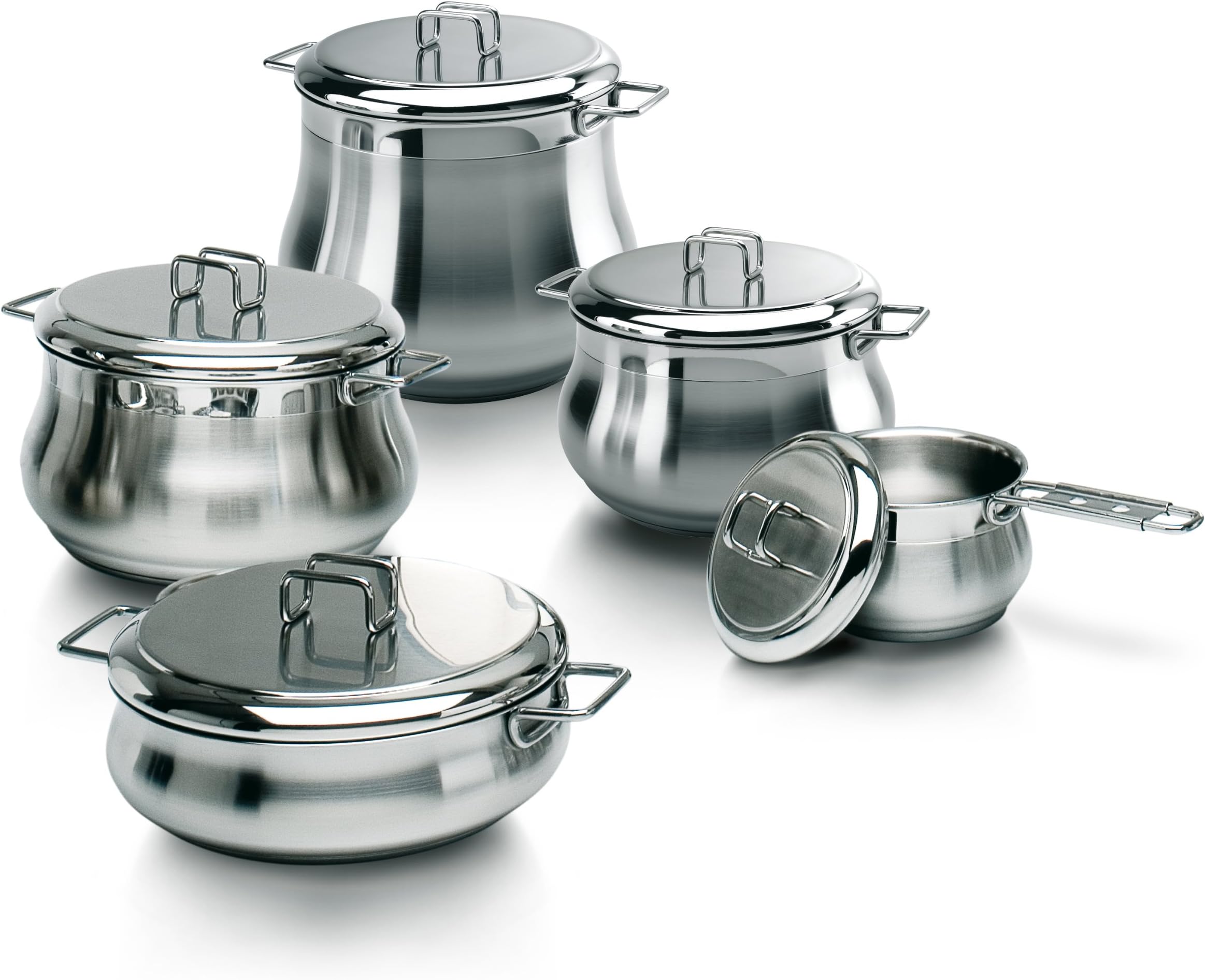 Barazzoni Tummy Battery 10pz, Stainless Steel 18/10, Induction, Mady in Italy, Steel, 10 pz