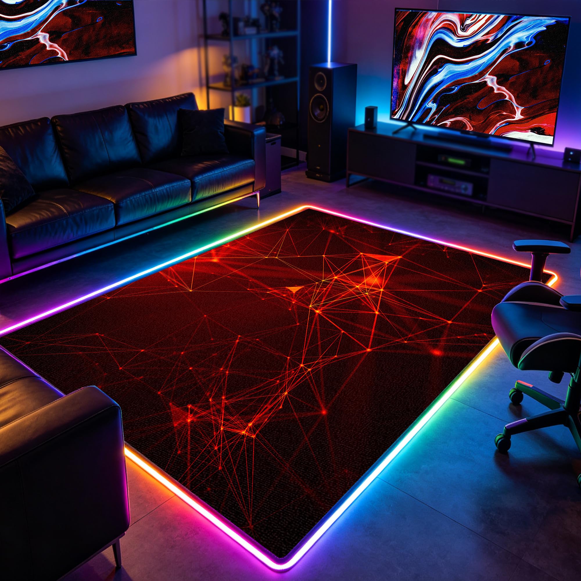 Tapis de jeu gaming 3D grand format pour décoration maison