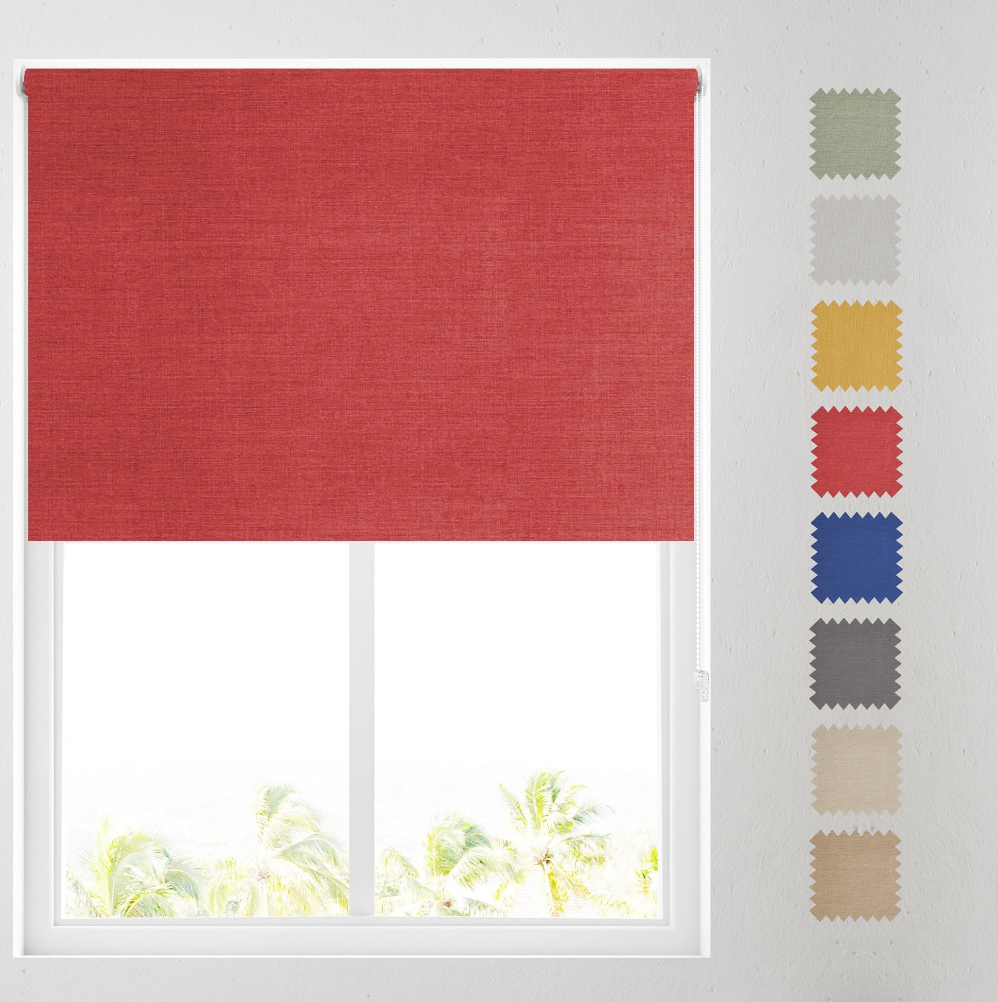 Barnes Blinds - Paris Textured Blackout Roller Blinds for Windows, Custom Cut to Size - Durable Fittings, Easy Fit (Red 153cm)
