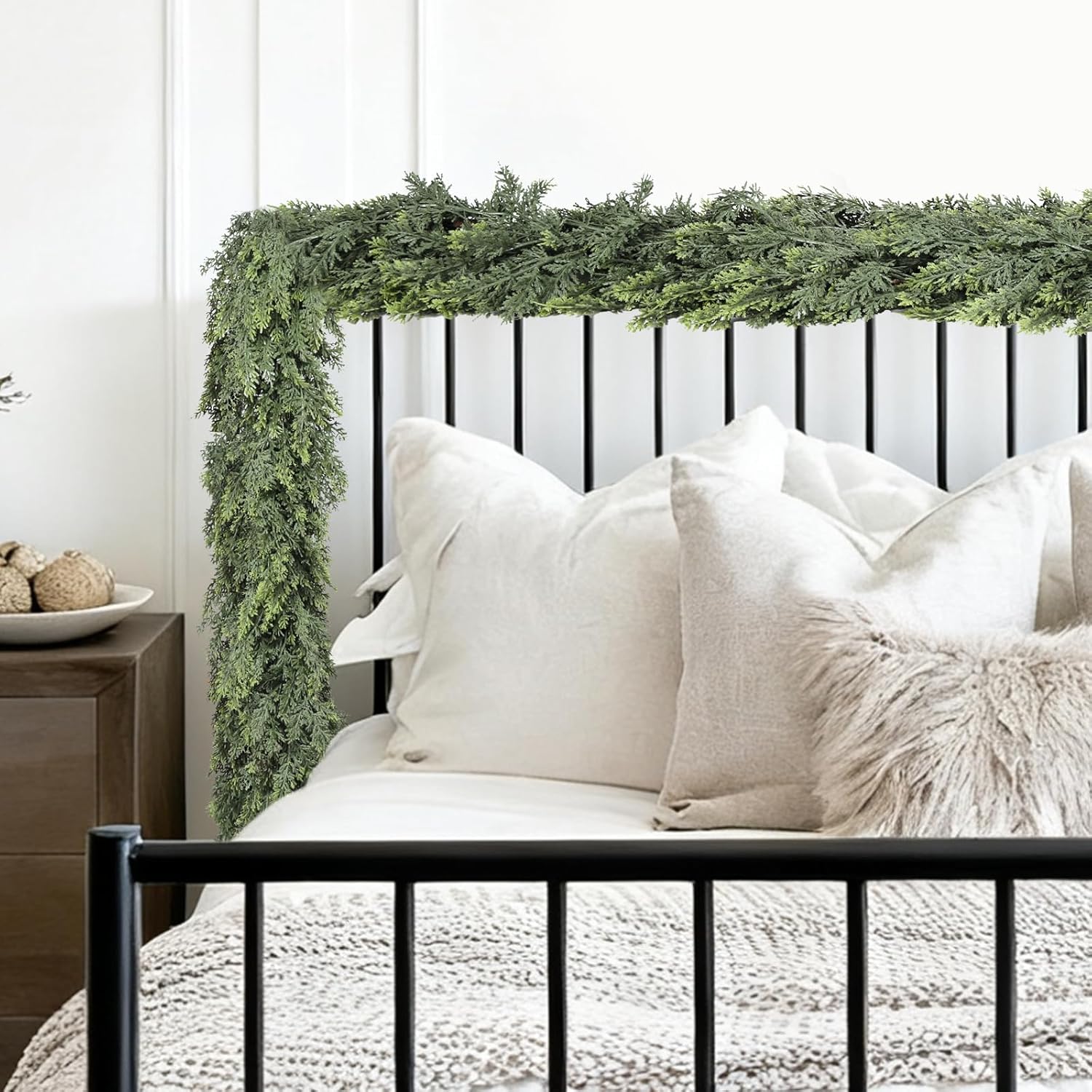 Bdor 2Pcs 6ft Artificial Cedar Garland for Christmas Decoration – Realistic Faux Greenery Garland with Dense Pine Branches for Fireplace Mantel, Staircase, Doorway, Indoor Outdoor Holiday Decor