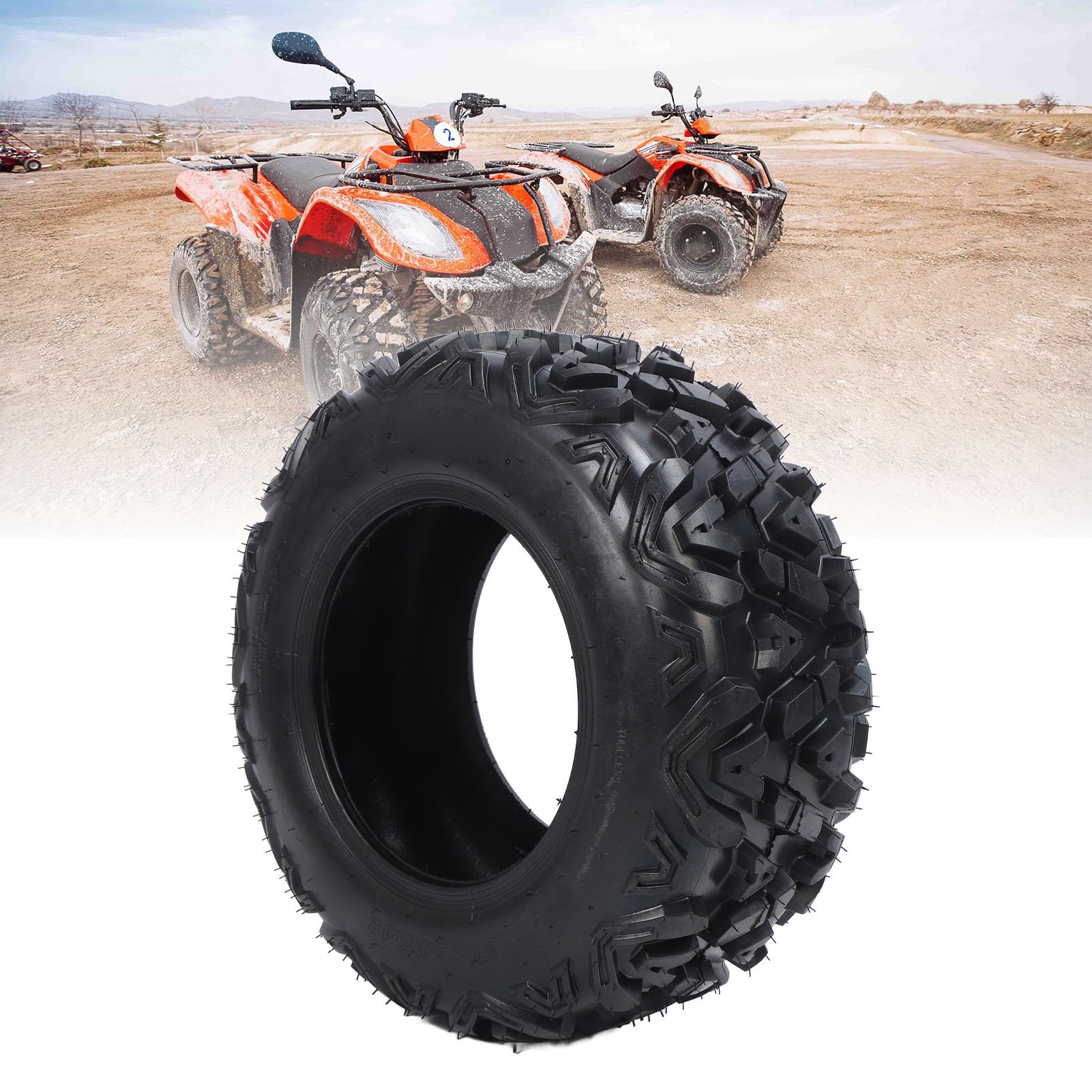 25x8-12 ATV Tibeless Tireless 8 Ply Go Kart Pneumatico con Eccellente Trazione per UTV, Carrello da, Tosaerba Prato, Sostituzione di Pneumatici Fuori Strada per, Multi
