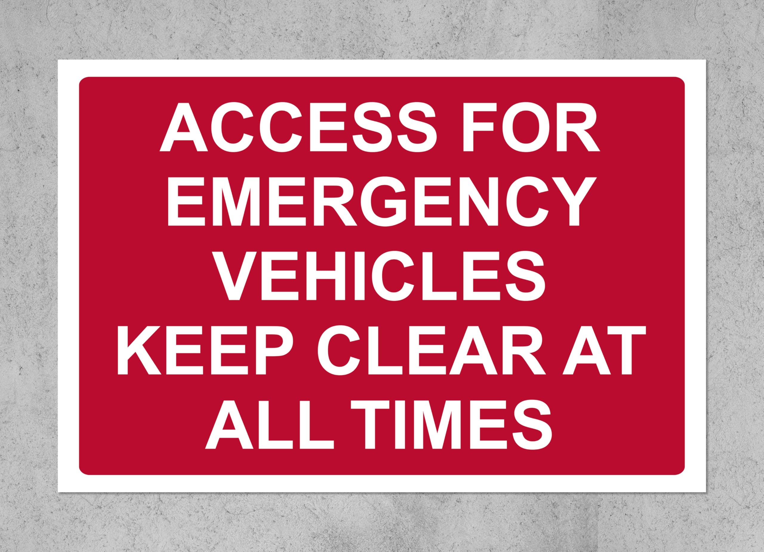 Access for emergency vehicles keep clear at all times Safety sign - 3mm Aluminium sign (600mm x 400mm)