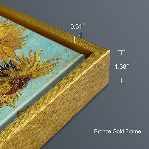 Miniatura 2 de Wieco Art Arte de pared enmarcado de girasol por Vincent Van Gogh Pinturas Reproducción abstractas impresiones en lienzo para decoración del hogar