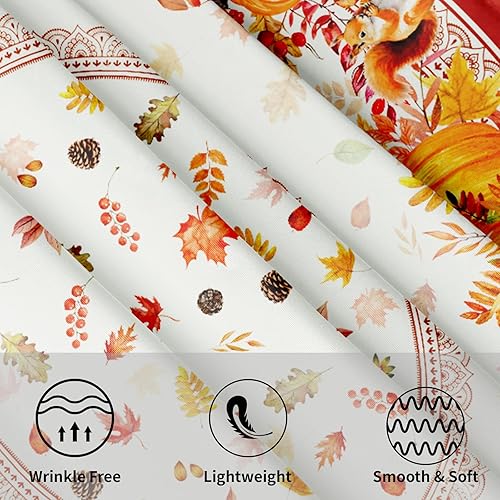 Miniatura 3 de Mantel redondo de otoño de Acción de Gracias de 60 pulgadas, mantel de hojas de arce y calabaza, mantel de cosecha de otoño, mantel de poliéster